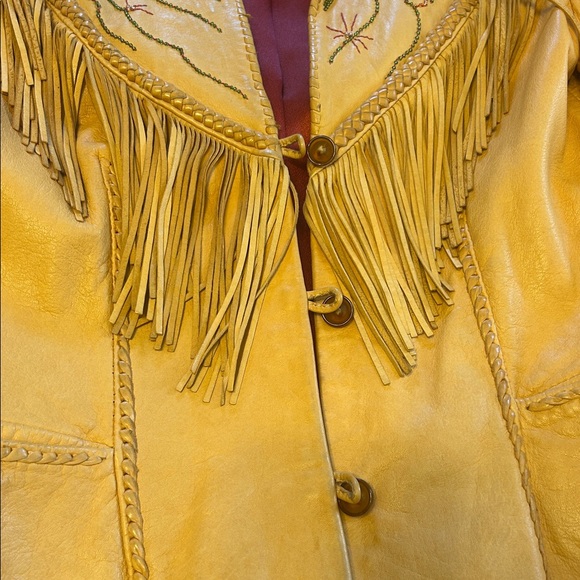 Embroidered Fringe Leather Jacket with beautiful bead work - Picture 3 of 13